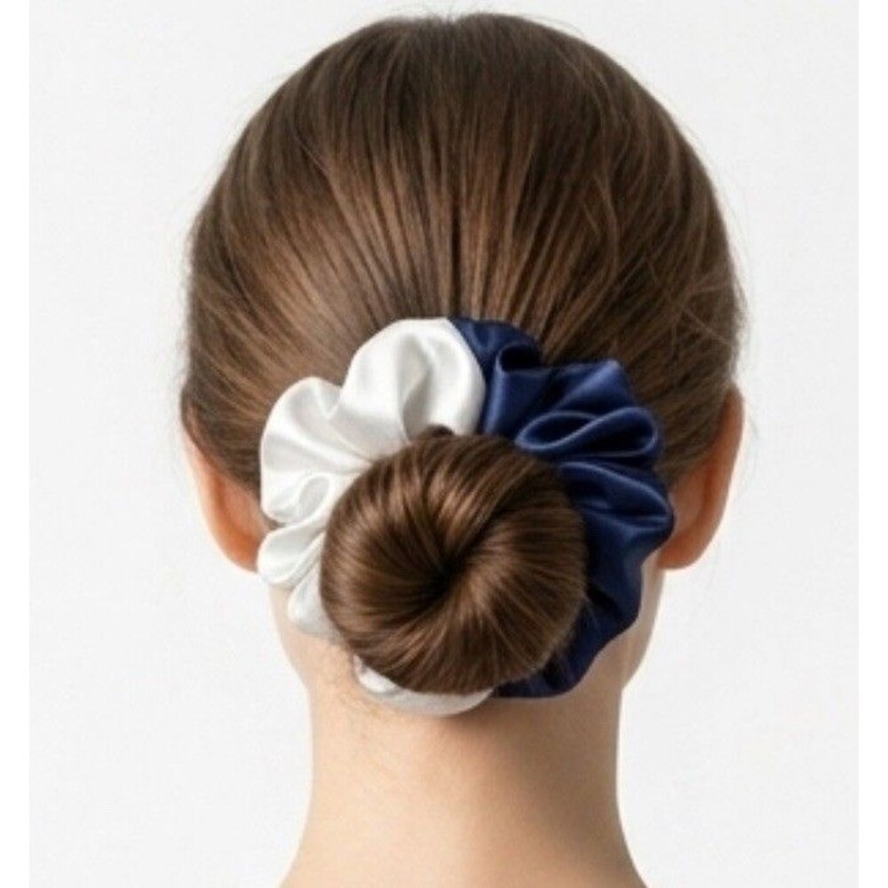 Luxury Blue/ Silver Satin Scrunchie Handmade – Hair Accessory - Picture 16 of 16